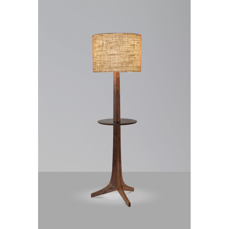 Lampe sur pied 59 po Nauta, Toile de jute, Laiton brossé / noyer / noir