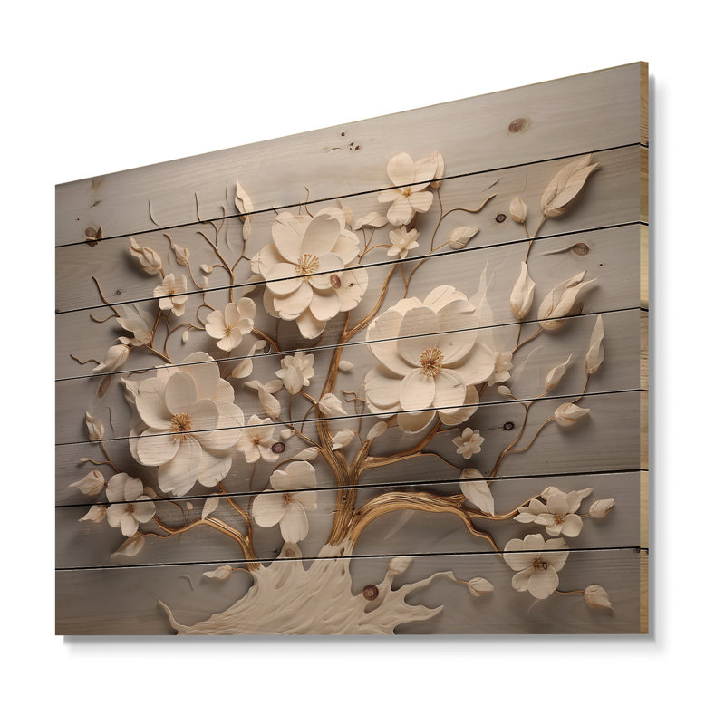 Owen - Décoration murale florale en bois, H 24 po x l 32 po