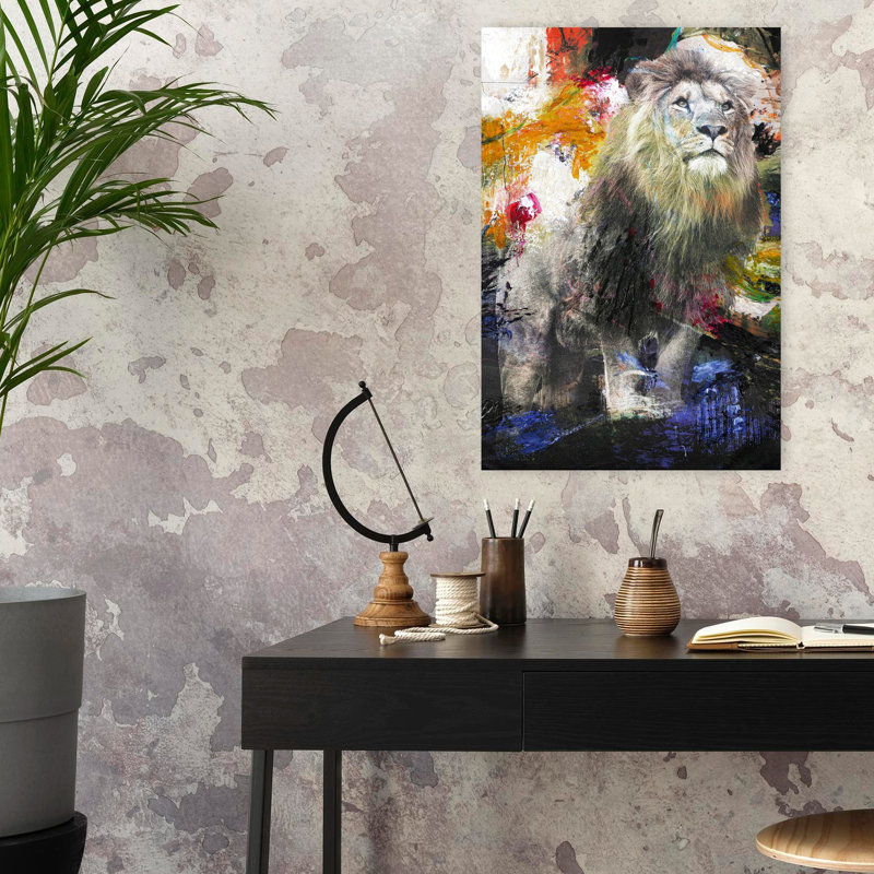 Lion, art urbain contemporain, H 24 po x l 16 po