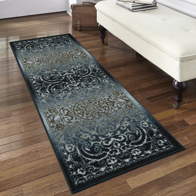 Dreyfuss Tufted Navy Area Rug, Runner 2' x 6'