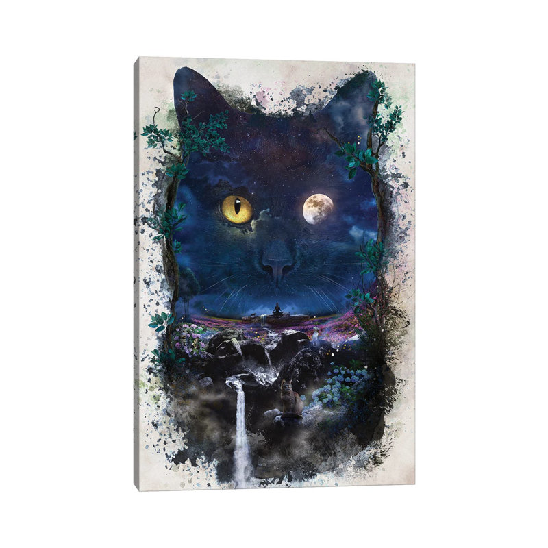 Night Cat by Barrett Biggers - Painting on Canvas, Wrapped Canvas, 101.6cm H x 66.04cm W x 3.81cm D