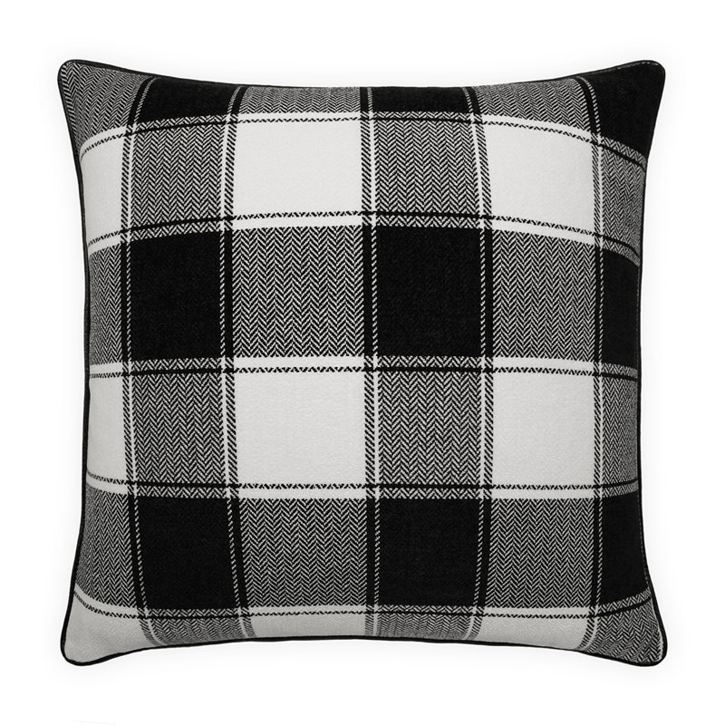 Saxony Square Pillow Cover & Insert, Black/White/Gray, Square 22"