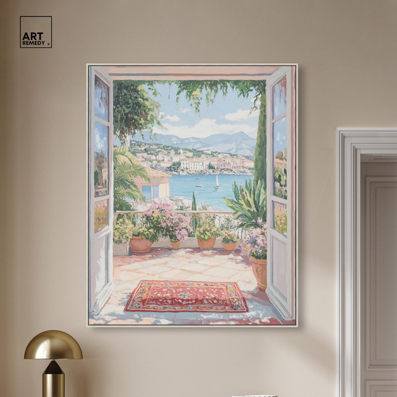 «Room with a View» par Art Remedy, H 46 po x l 37 po, Encadrement argenté