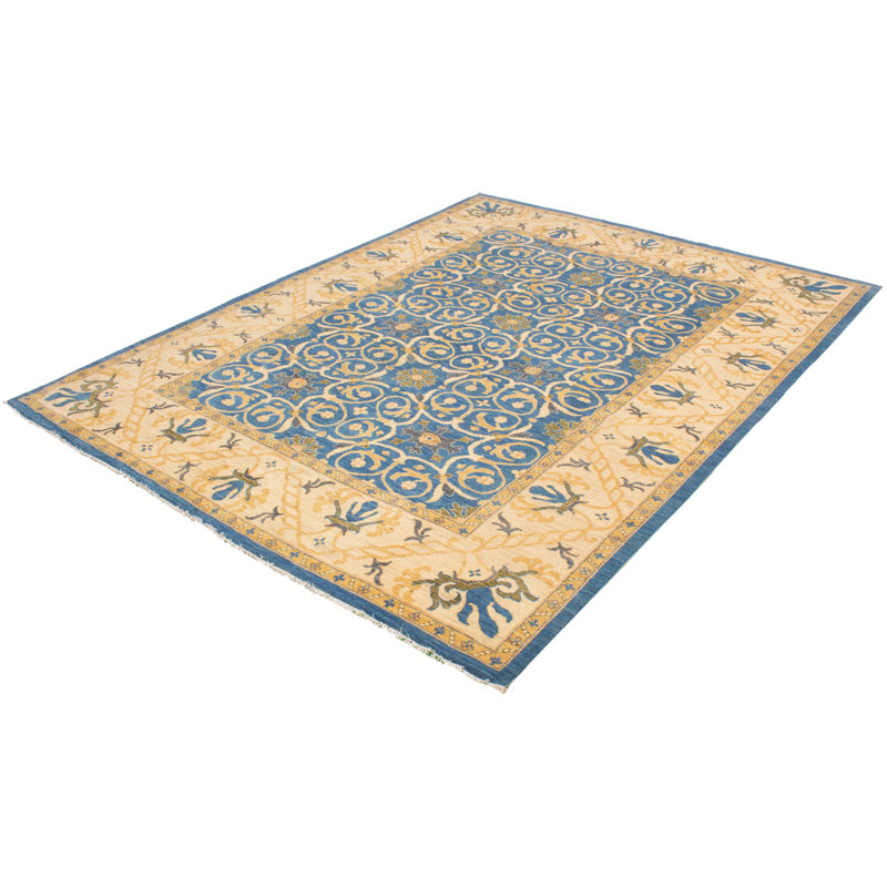 Tapis unique en laine noué à la main de style Oushak 18 pi 20 po x 13 pi 8 po New Age