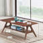 Table basse Mid-Century moderne en bois avec tablette