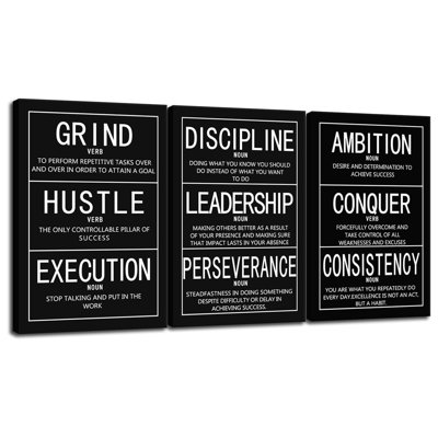 3 Panels Motivational Canvas Wall Art Inspirational Entrepreneur Quotes Poster Print Artwork Painting Inspirational Picture Framed Home Office Bedroom Wall Decor Ready To Hang