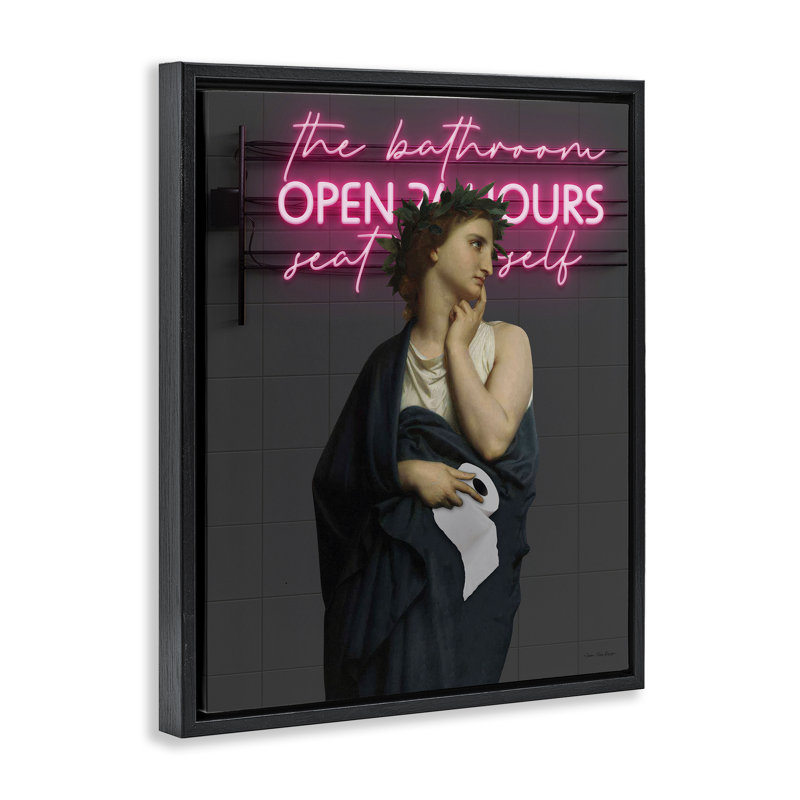 Cadre flottant classique Lady at Bathroom, design par Seven Trees Design, Cadre flottant noir de jais, H 21 po x l 17 po