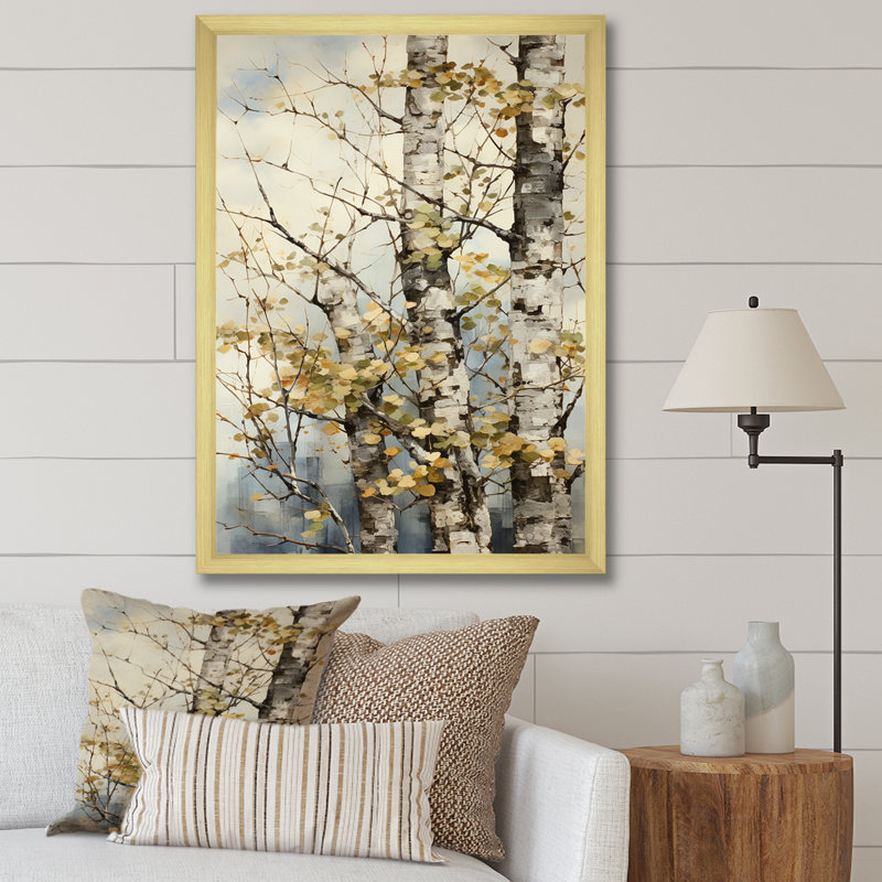 Symphonie sycomore sur un arbre jaune beige - impression sur toile florale et botanique, H 20 po x l 12 po x P 1 po