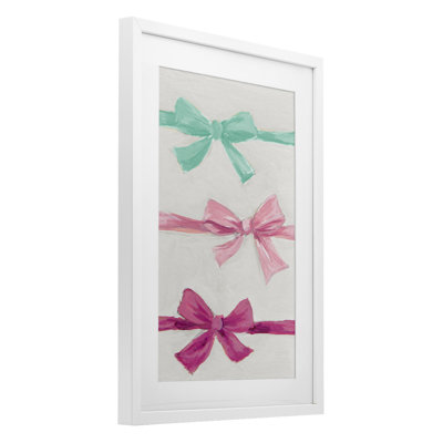 Ribbon Bows Trio Framed Print Under Glass, design by Lanie Loreth