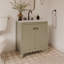 Meuble-lavabo simple festonné 30 pouces - Satin olive - Avec plateau - Boutons noirs-1938036689-1938036694