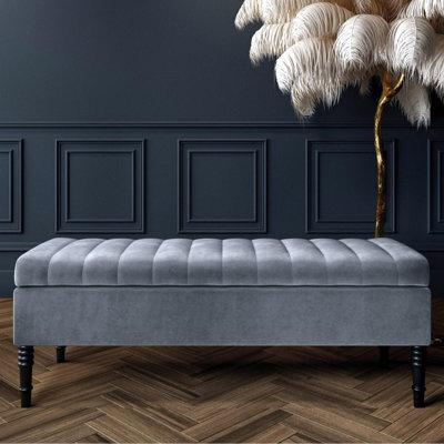 Chesterfield Ottoman Storage Box - Plush Velvet Blanket box - Shoe Bench - End of Bed Bench