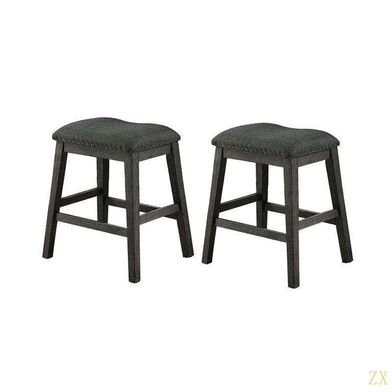 Tabouret de comptoir rembourré en tissu de lin (ensemble de 2)