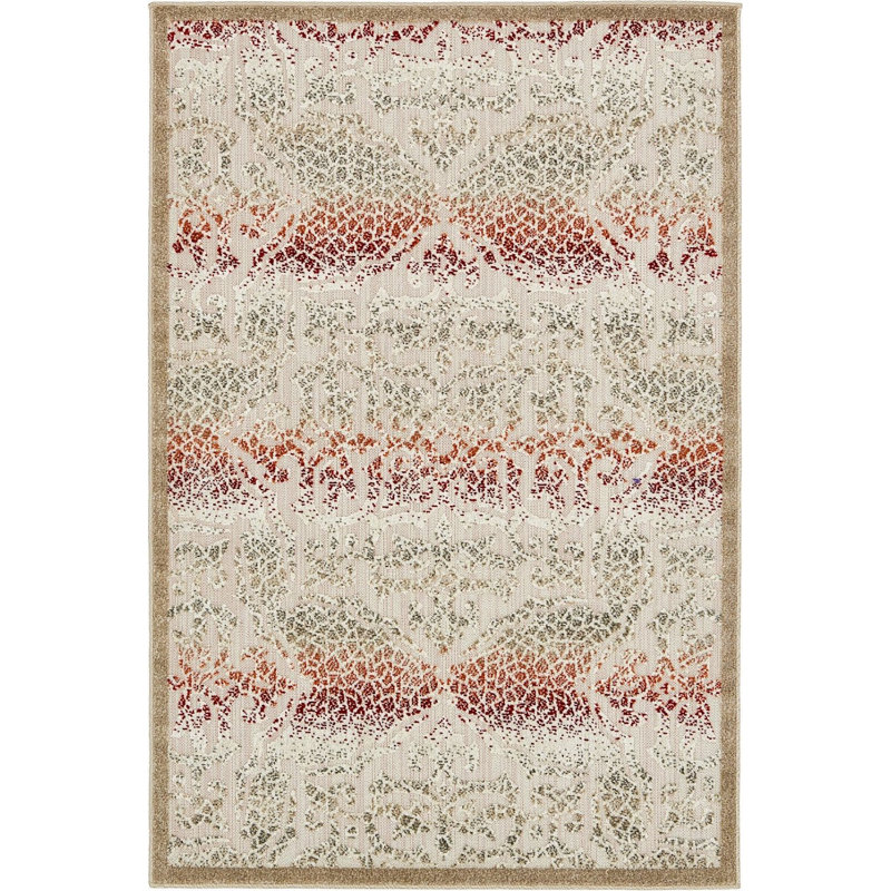 Outdoor Veranda Area Rug Ivory Color, Rectangle 4' x 6'