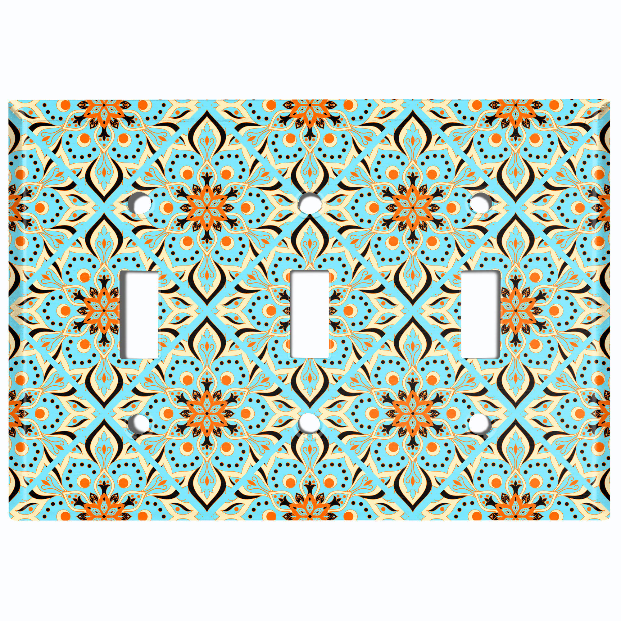 Tile Switch WorldAcc Teal Orange Elegant Mandala Tile Toggle Light Switch Wall ...