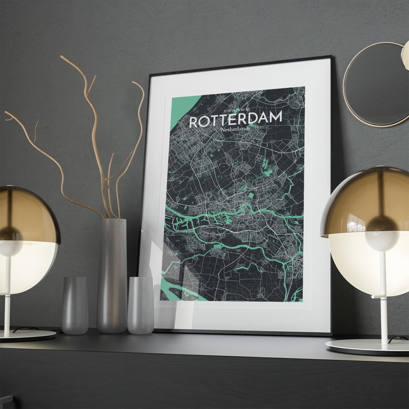 Rotterdam City Map in Dream 1 Piece Wall Art, 17cm H x 11cm W x 0.05cm D