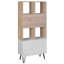 Bibliothèque de rangement Jasaad Niche avec portes H 65 po x l 31 po - Chêne clair / blanc