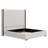 Tall Headboard Upholstered Bed With Vertical Striped And Wingback Design