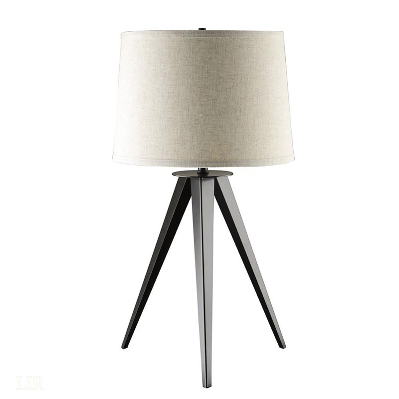 Lampe trépied grise et noire, lampe de table