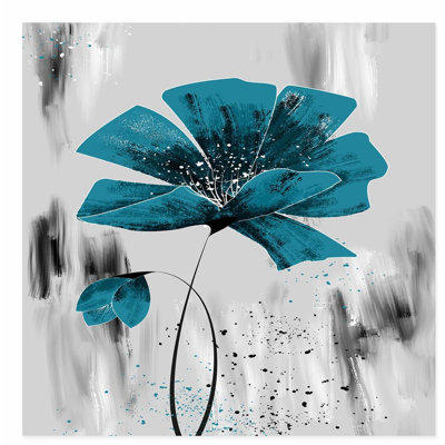 Floral, fleur bleue, reproduction d'art moderne sans cadre