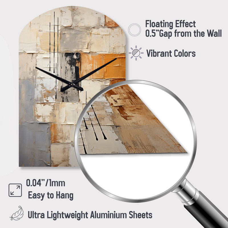 Abstraction I - Arch Shape Large Abstract Collages 3D Wall Clock, Medium