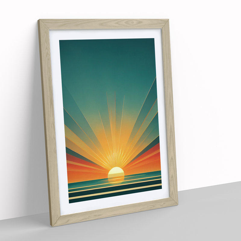 XV1022-63X A Gorgeous Abstract Sunset - Single Picture Frame Print, 34cm H x 25cm W x 2cm D, Oak 