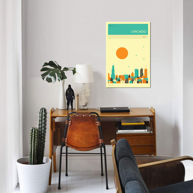 « chicago horizon ii », impression sur toile, H 40 po x l 26 po x P 1,5 po, Toile tendue, Pas de tapis