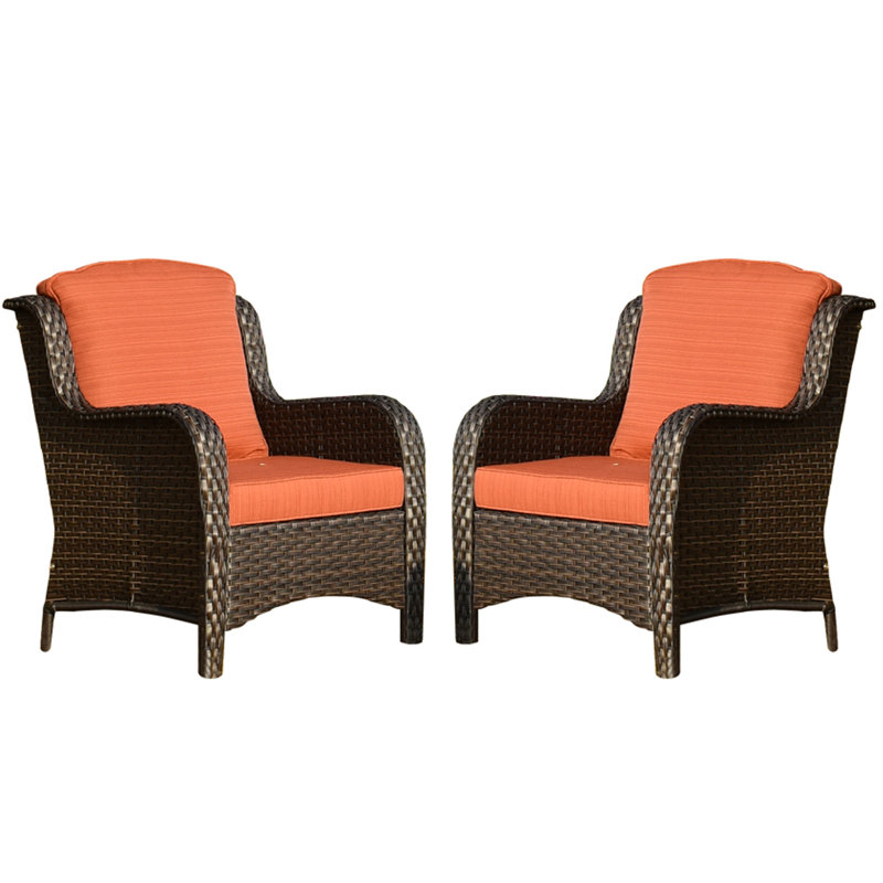Peridot Wicker Outdoor Lounge Chair, Orange Red