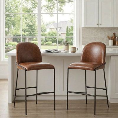 Ensemble de 2 tabourets de bar modernes et rembourrés pour cuisine ouverte