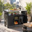 Chariot-bar extérieur avec roulettes - armoire de rangement en résine et table de service, roulante à 360 °, imperméable et résistante aux rayons UV pour le patio, la piscine et la cour