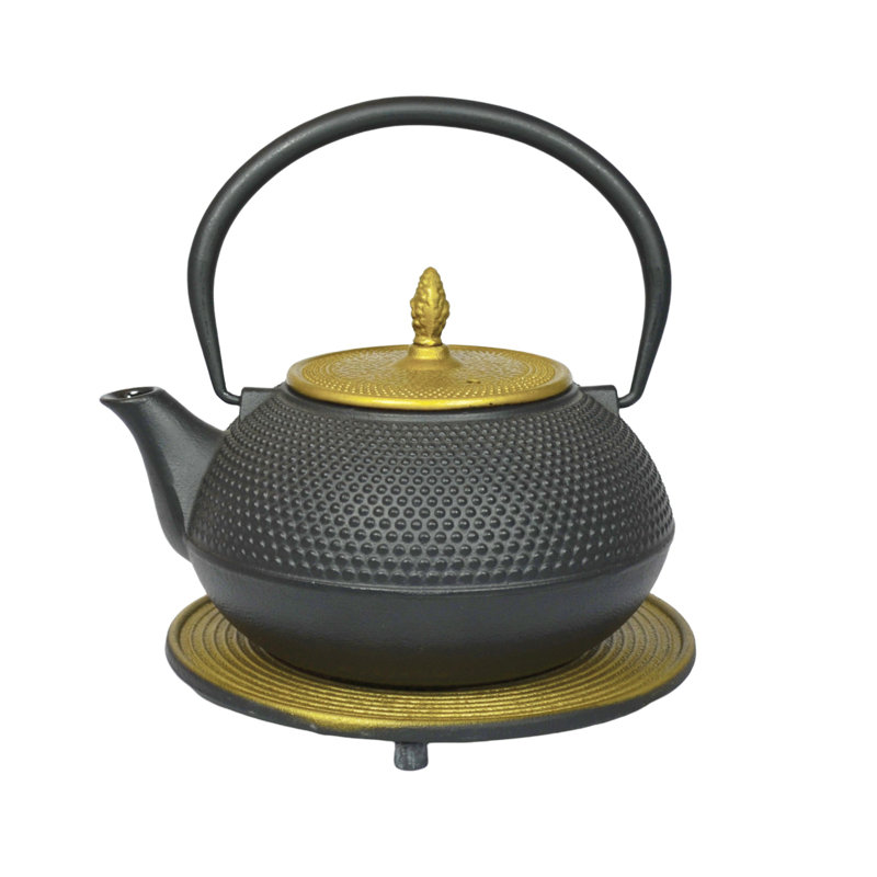 Cloelia 40oz Stovetop Safe Teapot, Black/Yellow