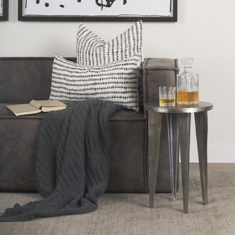  Housse de coussin en lin, Crème / Noir
