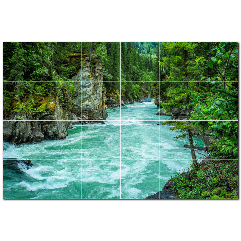 Panneau mural décoratif en céramique satinée 8 po x 8 po River Photo