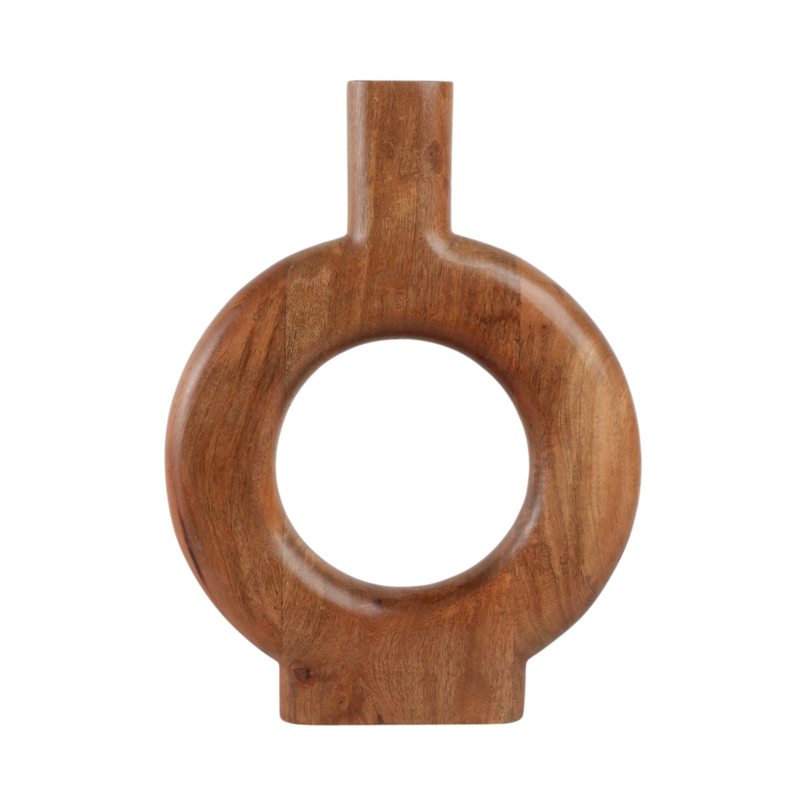 Natural Wood Donut Shaped Vase, 18"
