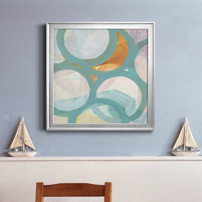 «Aqua Circles I», reproduction encadrée de qualité supérieure - prête à être accrochée
