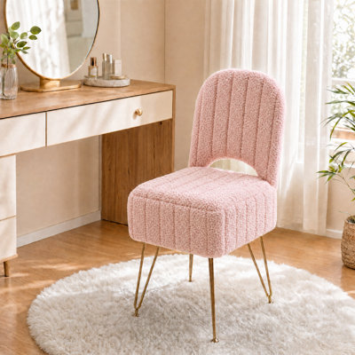 Tabouret de coiffeuse avec dossier, repose-pieds carré avec compartiment de rangement dissimulé, tissu en peluche doux, capacité de poids de 280 lb, style moderne pour le salon de la chambre à coucher, rose, grand