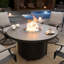 Foyer au propane rond de 48 po, foyer de table en acier, foyers à gaz à allumage automatique de 40000 BTU avec couvercle et verre coupe-vent pour l'extérieur, le patio et la cour