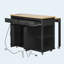 Îlot de cuisine de 47 po avec table de salle à manger extensible, table de cuisine en placage de bois d'hévéa avec support de rangement interne, prise de courant, îlot de cuisine avec rangement 2 tiroirs et 2 armoires, noir
