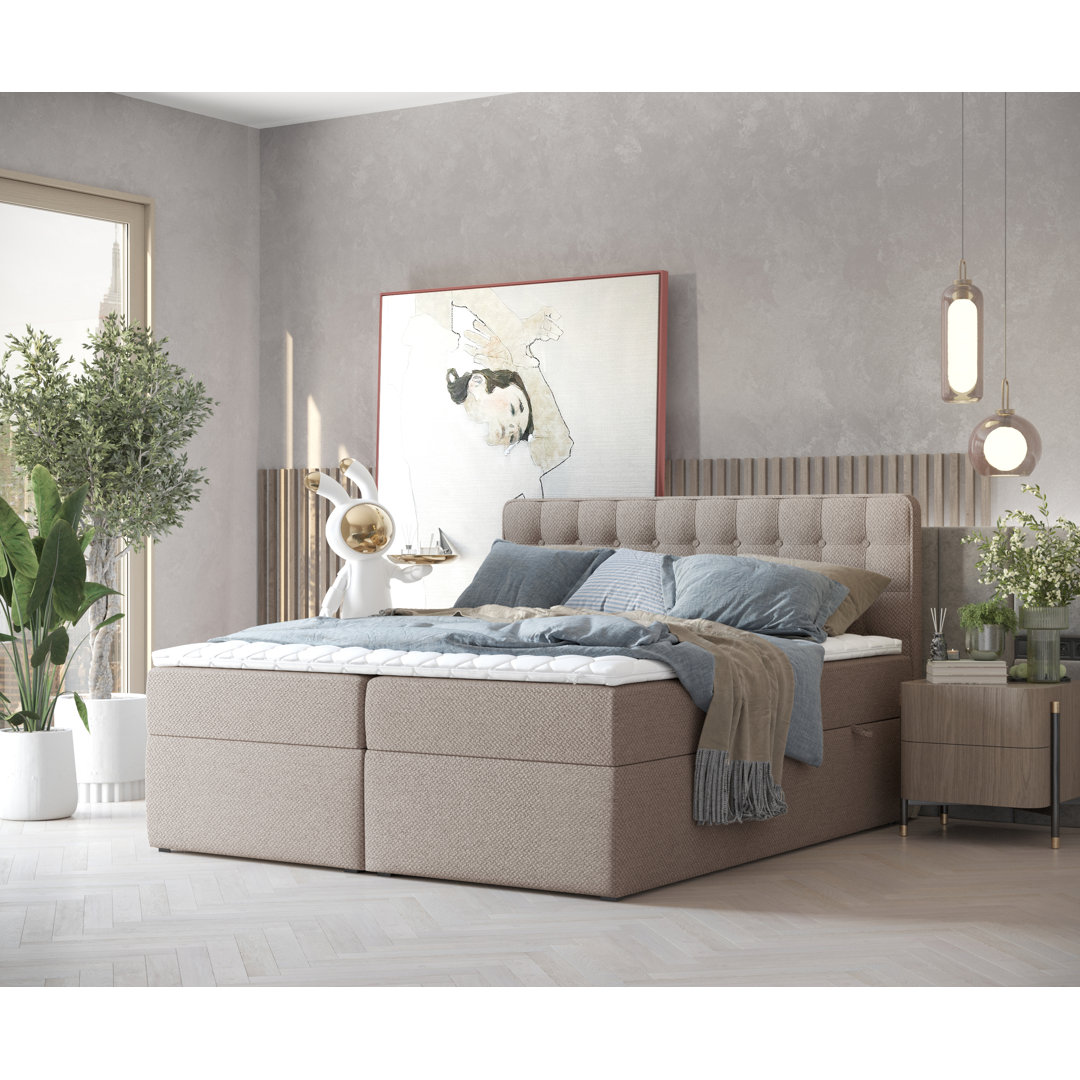 Boxspringbett Liem mit Topper und Bettkasten