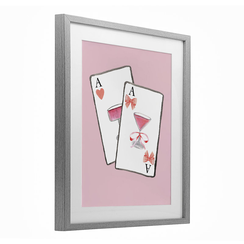 «Cocktail Aces Card», reproduction encadrée sous verre, conception de Nina Jacobs, Cadre de ferme gris, H 16 po x l 13 po