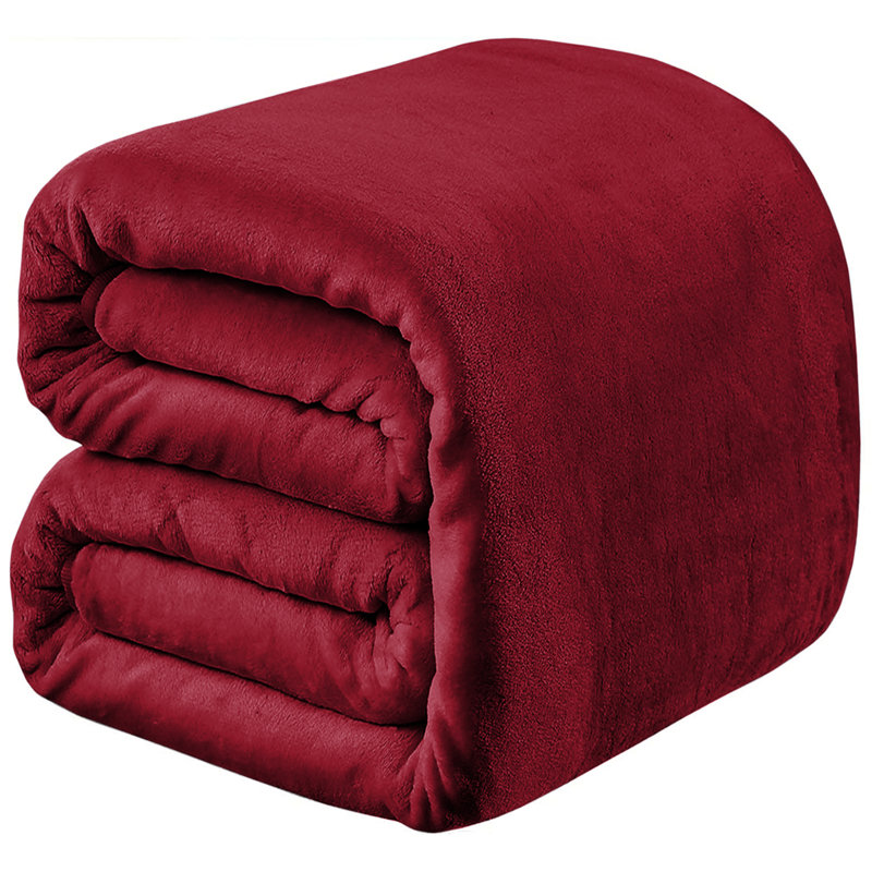 Jyon Soft Touch Mink Faux Fur Throw/Blanket, Burgundy, Double