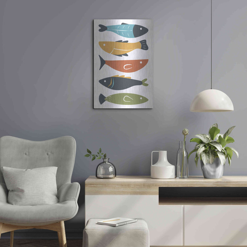 Art mural en métal Beachcrest Home ™ «Playful Fish» par Ayse, H 24 po x l 16 po