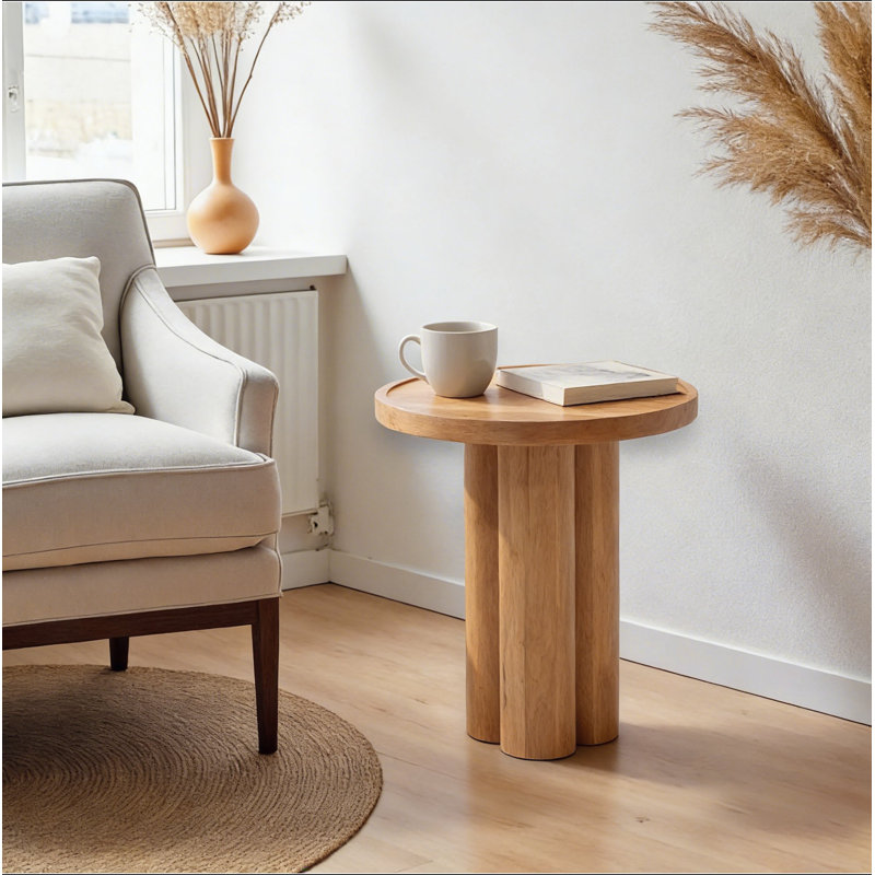 Table de bout ronde en bois massif