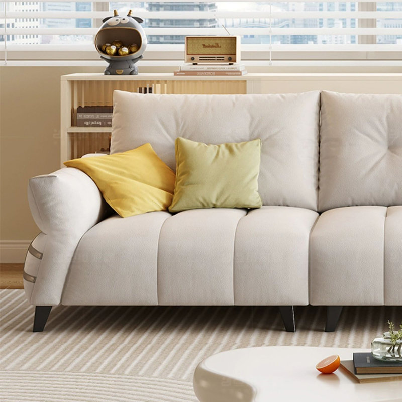 Canapé en tissu français moderne de style crème simple, H 36,22 po x l 137,79 po x P 37,4 po