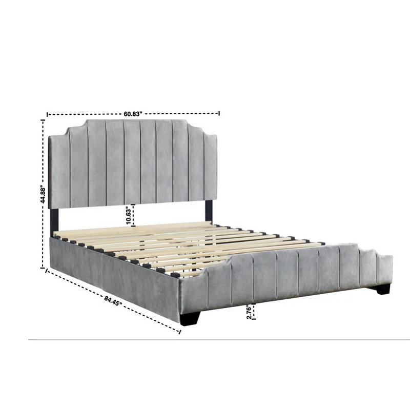 Lit de rangement tapissier standard Kaiyas, gris, Double