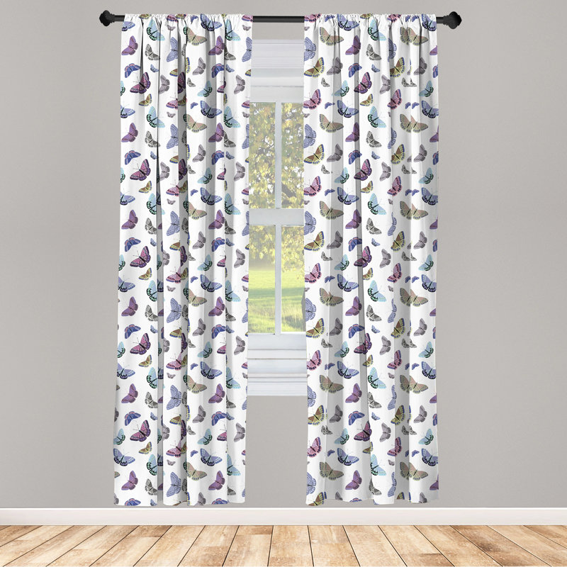 Butterfly Semi-Sheer Rod Pocket Curtain Panels, 28" x 84"