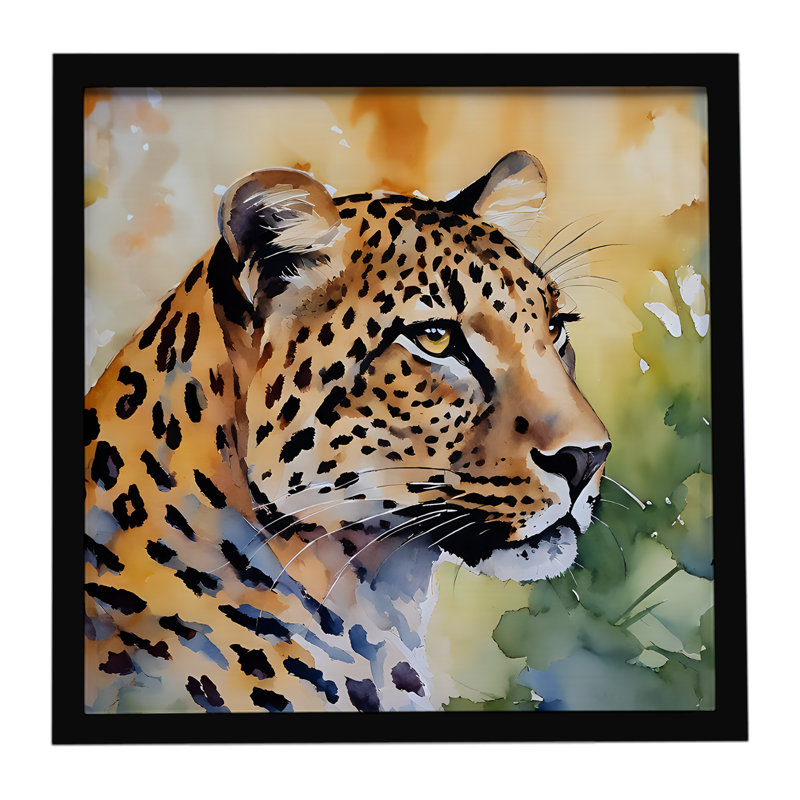 Léopard, reproduction métallique encadrée