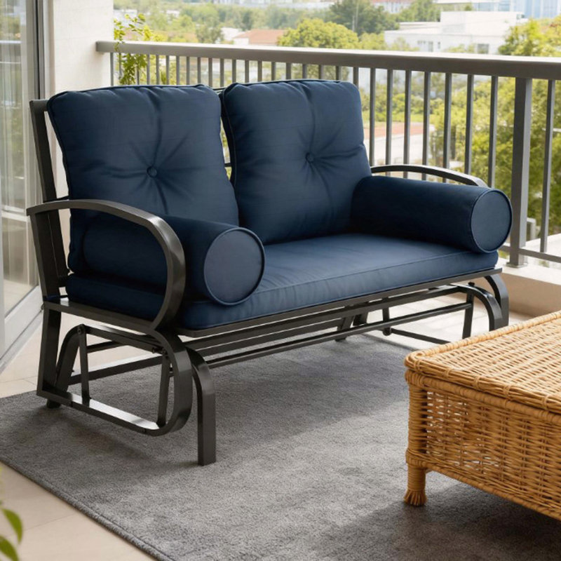 Banc oscillant pour 2 personnes avec coussins et accoudoirs coussinés