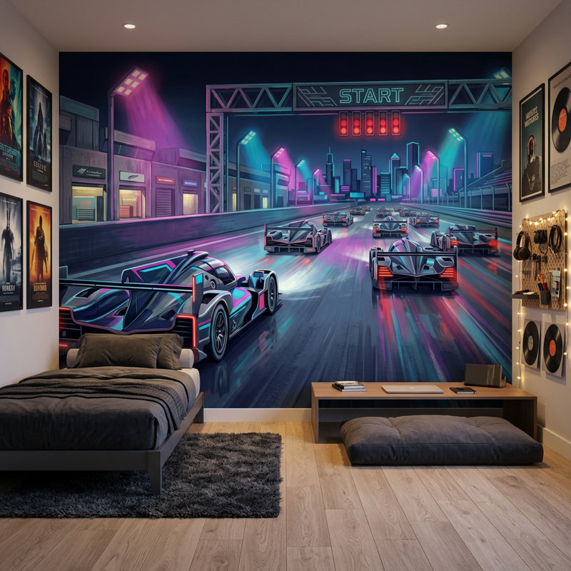 Décoration murale amovible Futuristic, 100 po x 96 po, Texturé non collé