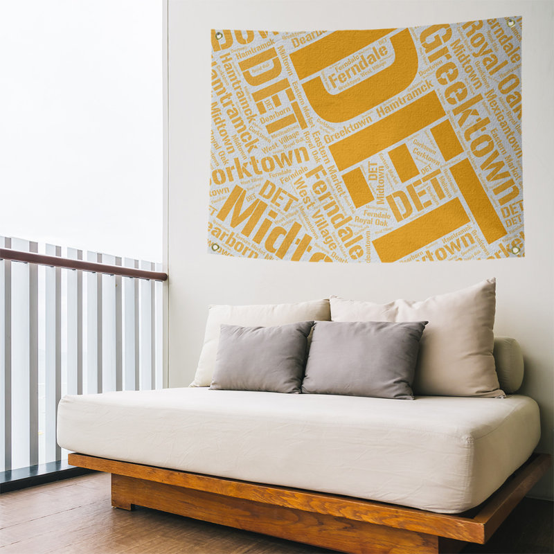 Polyester Tapestry, 59" H x 80" W, Orange, Detroit