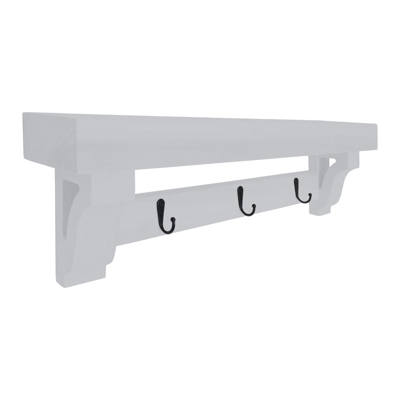 Rayne Small Wall Mounted Coat Rack with Shelf 7 Hook, 48/4/4, White